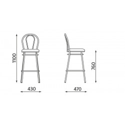 Hocker TULIPAN CHROM WOOD